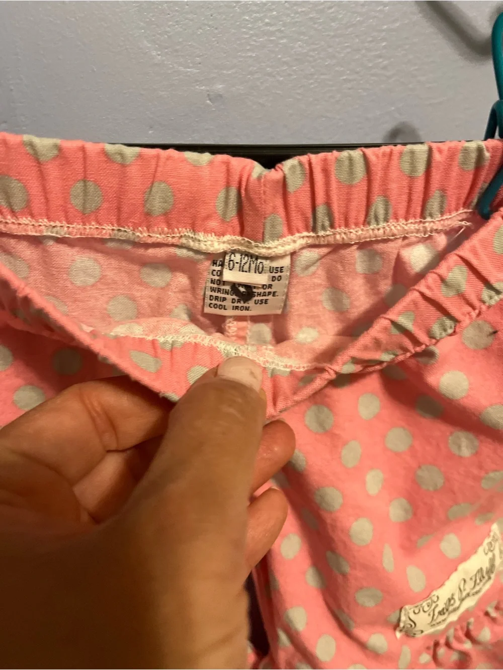 Peach Polka Dot Ruffle Girl's Pants with Patch